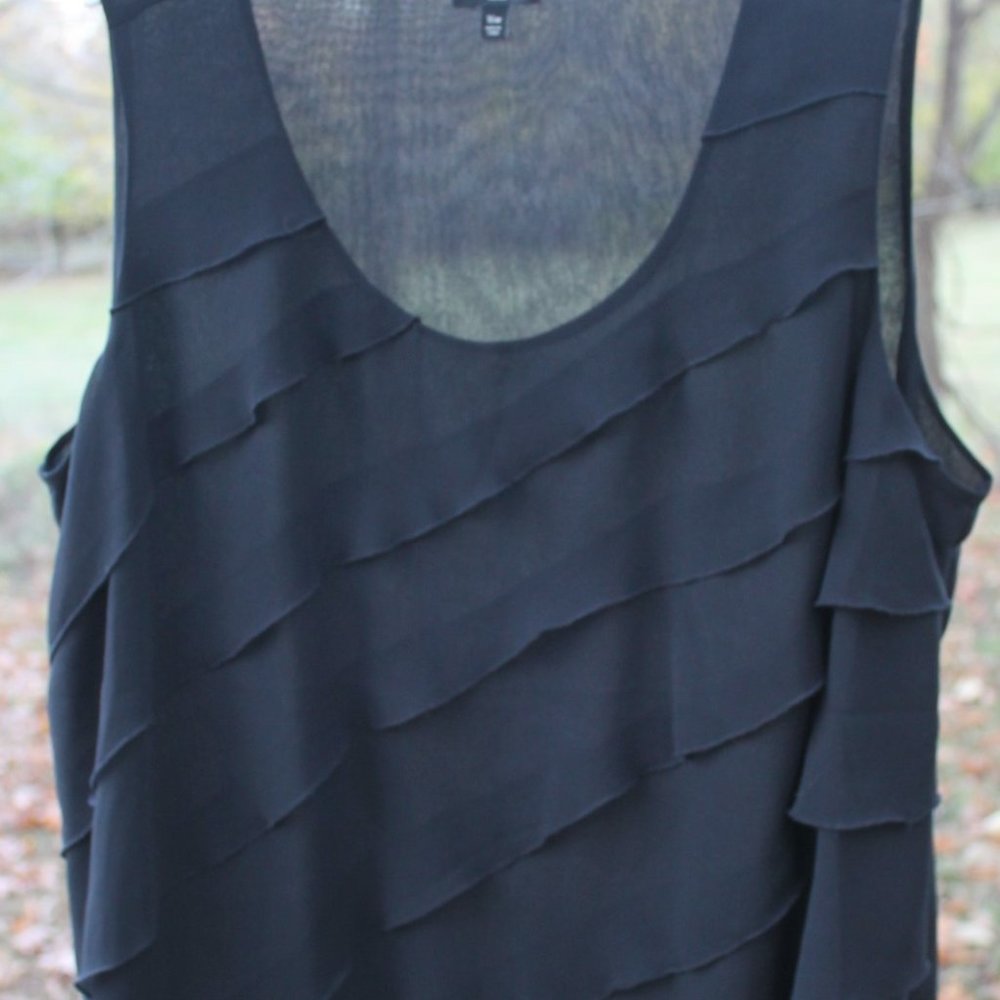 Talbot's Sleeveless Ruffle Shell Blouse - Black - 14W